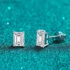 Stud NeeTim 2ct Esmeralda Corte Radiante Corte Moissanite Pendientes S925 Plata Esterlina Boda Pendientes Joyería Fina para Mujeres Niñas Regalo YQ231107