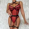 Sexig underkläder Kvinnors underkläder Halter spetsbodysuit Öppen Crotch Teddy Nightgown Sleepwear Erotic Lingerie Porno Costumes