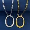 2023 personnalité de la mode ovale en forme de U encart avec collier de verrouillage en cristal série du même grand pendentif collier bijoux couleur or collier d'amour émail fête Git