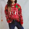 Kvinnors tröjor Kvinnor Fashion Christmas Sweater Christmas Snowflake Knitwear Löst rund hals Long Little Shop of Horrors Sweatshirtl231107