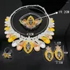 Ensemble de bijoux pour femmes, collier, boucles d'oreilles, ornement de couleur or de dubaï, Bracelet, bague, cadeaux de mariage africain pour femme