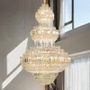 Dubleks avize basit modern villa tavan kristal lamba ışık lüks otel lobi lambası Avrupa tarzı çatı katı avize kolye