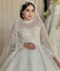 Lujo 2024 Vestido de novia con lentejuelas Cuello alto musulmán Perlas con cuentas llenas Vestidos de novia por encargo Tallas grandes Vestido De Casamento Dubai
