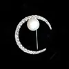 Pins Broches Natuurlijke Zoetwater Parel Zirkoon Maan Borst Pin voor Dames Luxe Pak Accessoires Jas Pins Prachtige Sieraden Hanger broche Q231107