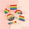 Pins Broschen Stolz Herz Regenbogen Brosche Flagge Luftballon Liebe und Frieden Emaille Pins Tasche Kleidung Metall Anstecknadel Abzeichen Unisex Je Dhhj8