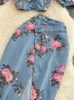 Werkjurken Mode Vrouwelijke Causale Denim Set Sexy Chic Bandage Slanke Jarretel Vrouwen Hoge Taille Bloemenprint Rokken 2023 Zomer 11XX3018