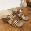 Geklede Schoenen Zomer Hoge Kwaliteit 2024 Hakken Dames Half Palm Sandalen Romeinse Mode Dikke Maat 36-43