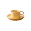 Cups Saucers 200ML Macaron Matte Ceramic Coffee Cup Pure Color Marquee Dish Breakfast Couple Water Arched Tea