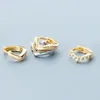 Stud Earrings Fashion925 Sterling Silver Twine Twisted CZ Tinny For Women Gold Color Girl Gift Jewelry