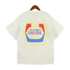 メンズTシャツ夏スタイル特大のヒップホップrhudeティートップメンズ女性1 1高品質のパッチワークRhudeTシャツアプリコットブラック内