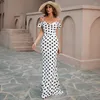 Casual Dresses Women Summer Sexig V-ringning Tank Backless Strap Dot Slimming Street Style Maxi Long Evening Party Dress White