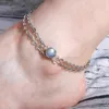 Anklets naturliga labradorite sten fotkedja charm smycken silver färg unik handgjorda