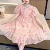 Girl s Dresses Kids Girls 2023 Summer Bow Princess Children Solid color Clothing Baby Wedding Party 230407