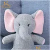 Plush Dolls Knitted Toys Bunny Bear Dinosaur Elephant Rabbit Plaid Knit Stuffed Decor Pillow Animal P Ography Born Kid Gift Drop Del Dht5K