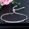Charm Bracelets Adjustable Bracelet Bangle For Women Captivate Bar Slider Brilliant CZ Zircons Rose Gold Color Jewelry Pulseira Feminia