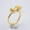 Cluster Rings Real 24K Yellow Gold Ring 3D Craft Wealth Animal Pixiu Bonne chance pour femme