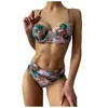 Dames badmode zomer dames push -up hoge taille sexy bloemen gedrukte bohemia vakantie bikini set zwempak strandkleding stroje kapielowe