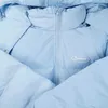 2023 Nouveaux doudounes pour hommes et femmes Trapstarss Explosions Tide Brand Manteau d'hiver en coton bleu clair Couple unisexe Simple et polyvalent à capuche amovible f