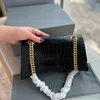 Fashion Designer Women Cross Body Bags Crush Alligator Shoulder Black Handbag Genuine Cowhide Leather Chain High Grade Quality Bag 25cm