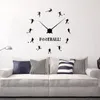 Wall Stickers Football Clock Girls Boys Kids Bedroom Adornment Cartoon Soccer Sports Decals Home Decoration