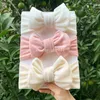 Bebê com nervuras bandana macio recém-nascido veludo faixa de cabelo grande arco crianças acessórios elástico hairband novo topknot venda quente