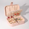 Jewelry Settings Ring Earring Case Zipper Travel Trinket Simple Portable Palm Box 230407