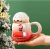 Partihandel jul keramiska koppar med högt utseende, julmuggar, jultomten vattenkoppar, handgåvor, koppar, gåvor och hemleverans