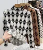 plaid heart luxury sweaters womens winter long sleeve High collar One piece plush thickened jumper designer sweater women pullover