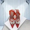 Sandales de luxe Muaddi Designer Amina Nouveau clair Begum Verre Pvc Cristal Transparent Slingback Sandale Talon Pompes 10 / 7CM pantoufles ornées de cristaux chaussures vertes BBEE