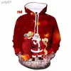 Moletons masculinos Moletons 3D Papai Noel Impressão Hoodies Feliz Natal Árvore Xmas Boneco de Neve Pulôveres Gráficos Moda Crianças Presentes Moletom Feminino MoletonsL231107