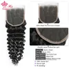 Deep Wave Human Hair Bunds med stängning Malaysiska hårvävbuntar med spetsstängning Virgin Raw Hair Extensions Queen Hair Official Store