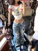 Frauen Jeans Koreanischen Stil Loch Baggy Mom Frauen Harajuku Denim Cargo Hosen Breite Bein Hosen Mode Sommer Kleidung Streetwear