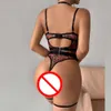 Sexy para senhoras rendas bodysuit leopardo roupa interior virilha aberta teddy halter transparente lingerie erótica trajes porno