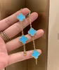 braccialetti di design trifoglio di marca di lusso gioielli in oro 18 carati blu turchese pietra farfalla amore 5 fiori braccialetto con ciondoli in edizione limitata con diamanti coerente