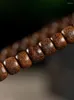 Ensemble de collier et boucles d'oreilles pour hommes, ensemble de 108 perles de chapelet en bois d'agar du Vietnam Hui An, véritable matériau ancien, bouddha en bois