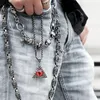 Chains Ground-Craze Devil's Eye Necklace Trendy Titanium Steel Pendant Hip Hop Single Student Pupil Sweater Chain Jewelry 450