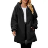 Women's Hoodies Solid Color Long-sleeved Sweatshit Oversized Jackets Fuzzy Fleece Cardigan Zip Up Outerwear Coat With Pockets