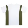 Novo verde ombro listra splice branco masculino feminino algodão t o pescoço oversize carta logotipo manga curta tshirt