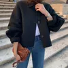 Women's Jacket's Jackets Retro Autumn Winter Wool Coat Women Loose Lapel Long Sleeve Khaki Three Button Black Jacket Casual Outwear Elegant Vintage D160 230406