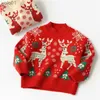 Women's Sweaters New Thickened Children's Christmas Sweater Boys and Girls' Round Neck KnitL231107