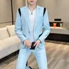 Trajes para hombres de alta calidad (pantalones tipo blazer) Versión coreana para hombres de la tendencia de la moda Traje pequeño para jóvenes Elegante Club de fiesta simple de dos piezas