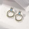 Orecchini pendenti 013507 Moda donna Blu Opale Cerchio Pealrs Goccia Nappa Stud Accessori per gioielli da festa di nozze