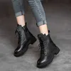 Boots 2021 New Mid Calf Boots Women Autumn Winter Fashion Lace-up Zipper Botas Mujer Boots Sports Platform Heel Ladies Shoes AA230406