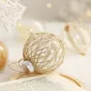 8 cm Linnen Goud Transparant PET Kerst Bal Kerstboom Opknoping Hanger voor Thuis Kerst Decoratie Nieuwjaar 2023 Navidad Gift