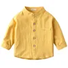 Kinderen shirts massief wit jongens shirt zomer katoen linnen peuter tops kinderen kleding 230407