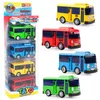 Diecast Model The Tayos Little Bus Pull Back Cartoon Parking Lot Toys Childrens Matching Track Minibus Alloy Car Collection Of Tayo Scene 230406