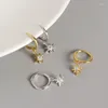 Kolczyki stadnorowe Wantme Real 925 srebrny ośmioboczny wisiorek gwiazdy mały dla kobiet urodzinowe akcesoria biżuterii