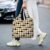 Sacos de compras Amor Corações Multi Orla Kiely Impressão Saco de Supermercado Lona Shopper Tote Ombro Grande Capacidade Bolsas Laváveis