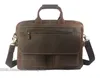 Briefcases Vintage Men Leather Briefcase Tote Business bag Crazy Horse Genuine portfolio men briefcase male 15" laptop office 230407