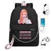 School Bags Fashion Black Backpacks Pink Girls Travel Laptop Chain Backpack Headphone USB Port 230407